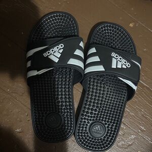 Adidas Black and White Slide Sandals